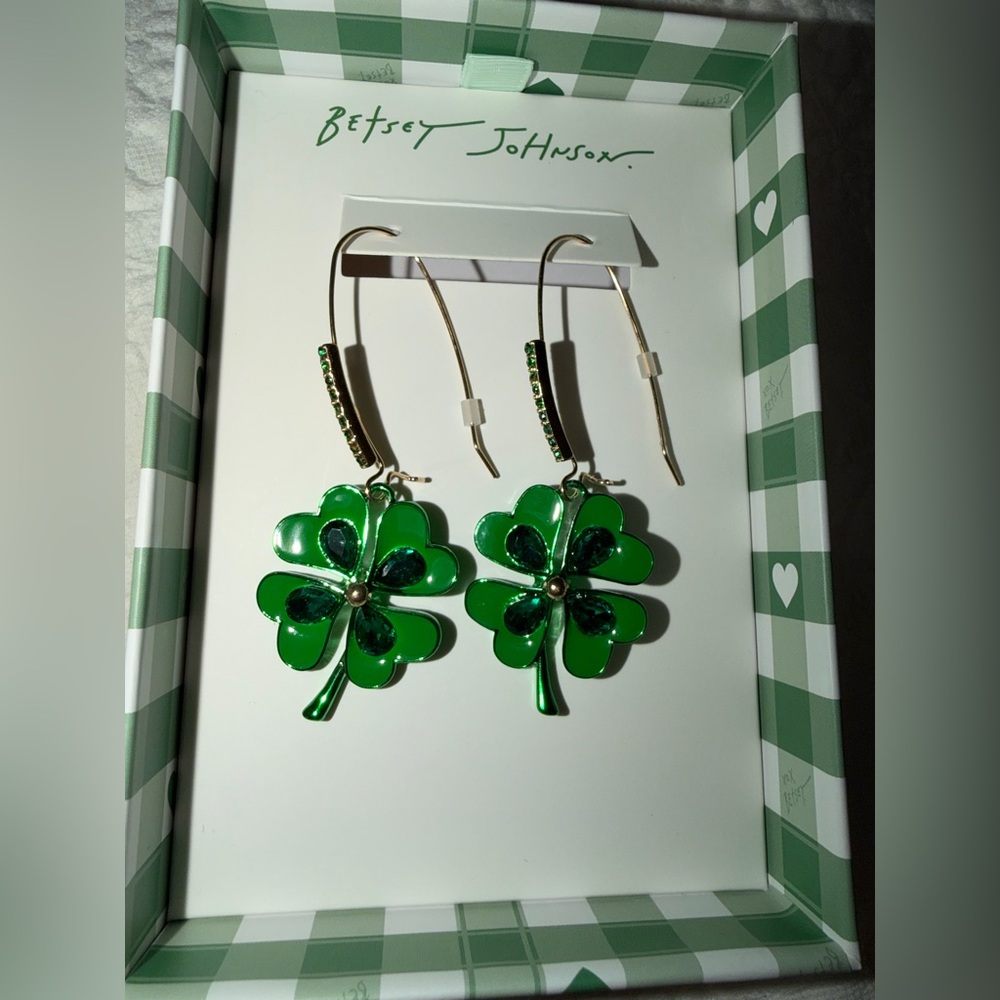 Betsey Johnson Shamrock Earrings